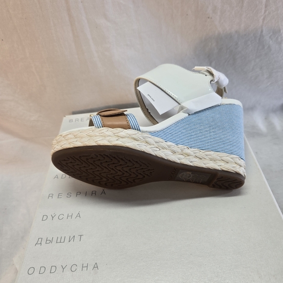 GEOX RESPIRA Donna Janira Women's 6 Patent Breaded Wedge Sandals New - Picture 5 of 6